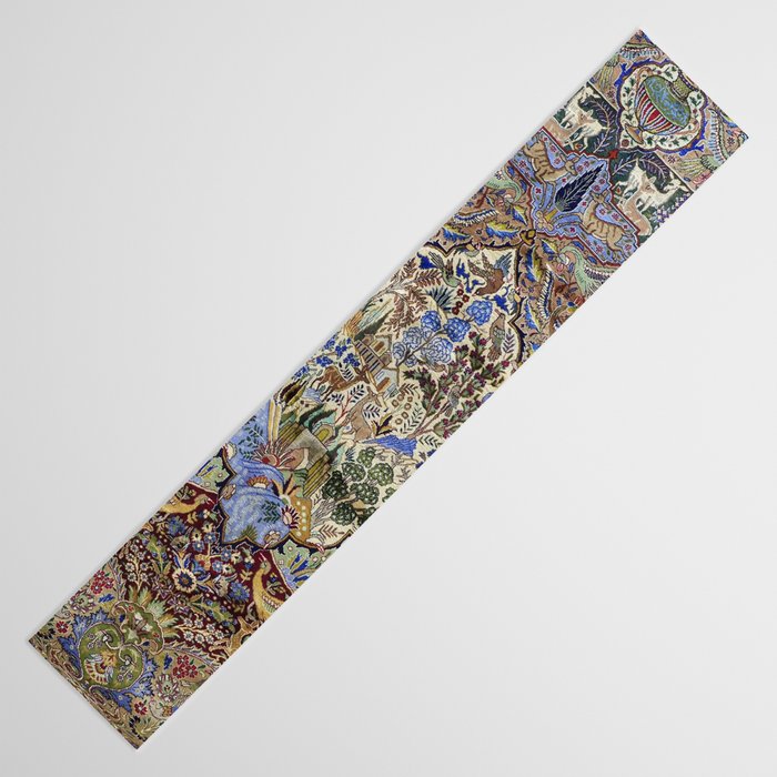Majestic Cobalt Gold Antique Persian Kashmar Table Runner Gallery Image 3