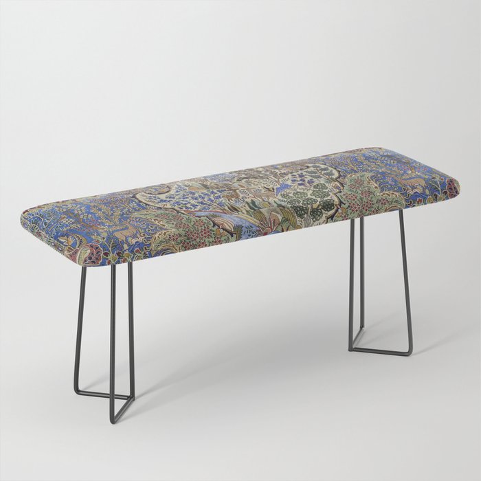 Majestic Cobalt Gold Antique Persian Kashmar Bench Gallery Image 1