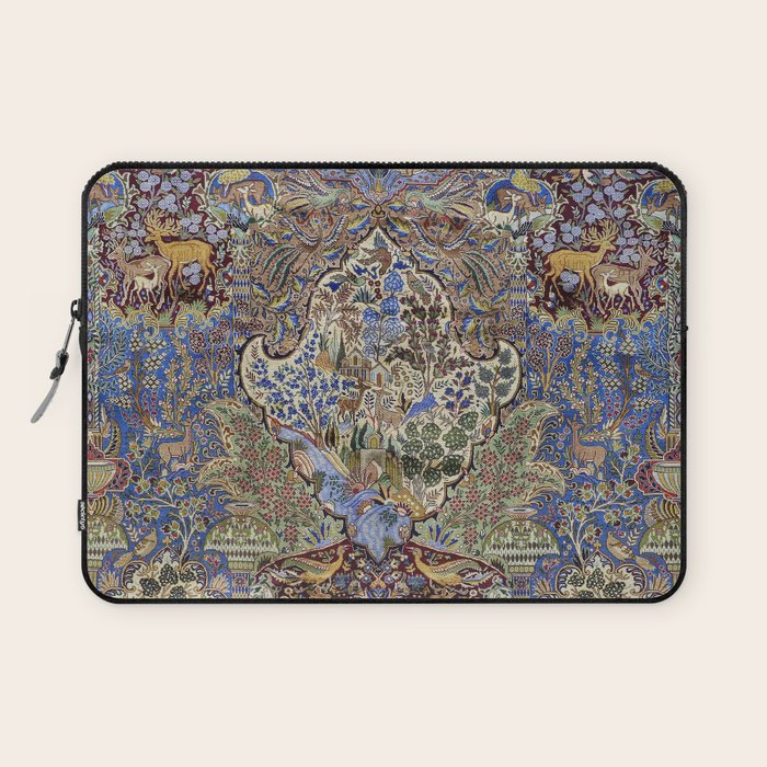 Majestic Cobalt Gold Antique Persian Kashmar Laptop Sleeve Gallery Image 1