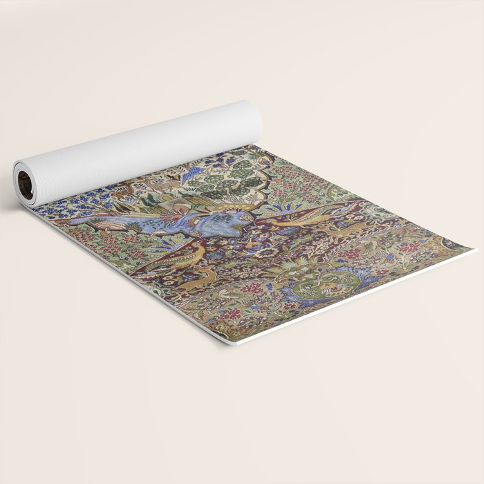 Majestic Cobalt Gold Antique Persian Kashmar Yoga Mat Gallery Image 2