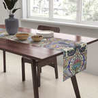 Majestic Cobalt Gold Antique Persian Kashmar Table Runner Gallery Image 2