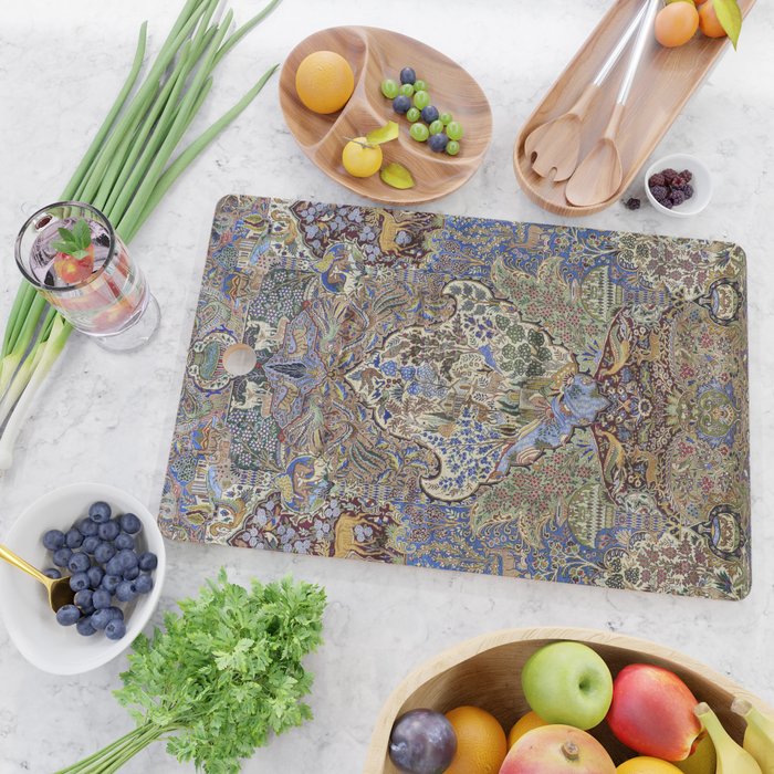 Majestic Cobalt Gold Antique Persian Kashmar Cutting Board Gallery Image 2