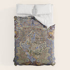 Majestic Cobalt Gold Antique Persian Kashmar Duvet Cover Gallery Image 6
