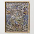 Majestic Cobalt Gold Antique Persian Kashmar Serving Tray Gallery Image 1