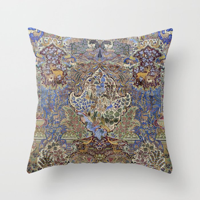 Majestic Cobalt Gold Antique Persian Kashmar Throw Pillow Gallery Image 6