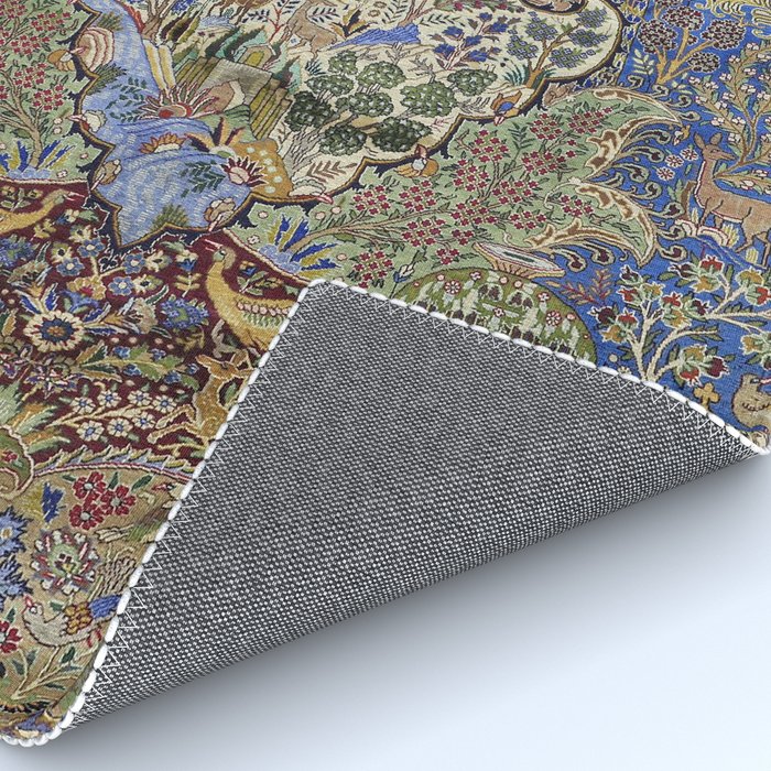 Majestic Cobalt Gold Antique Persian Kashmar Rug Gallery Image 4