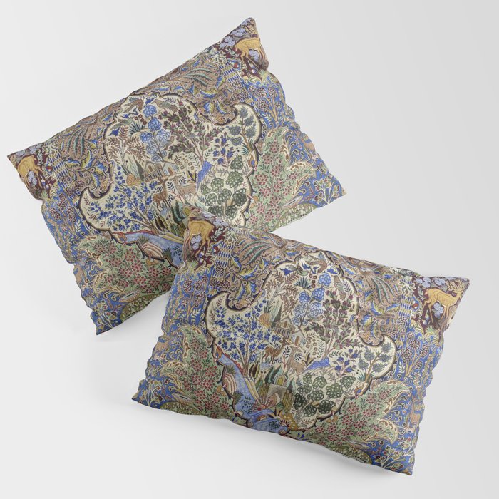 Majestic Cobalt Gold Antique Persian Kashmar Pillow Sham Gallery Image 3