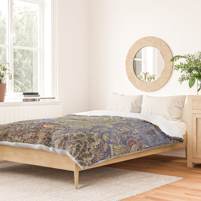 Majestic Cobalt Gold Antique Persian Kashmar Duvet Cover Gallery Image 2