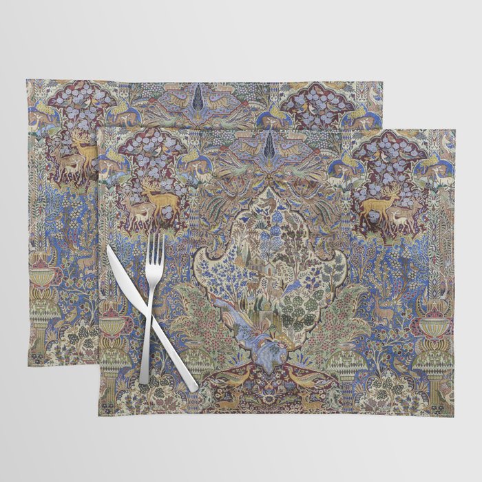 Majestic Cobalt Gold Antique Persian Kashmar Placemat Gallery Image 1