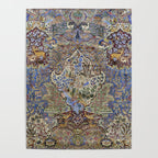 Majestic Cobalt Gold Antique Persian Kashmar Poster Gallery Image 4