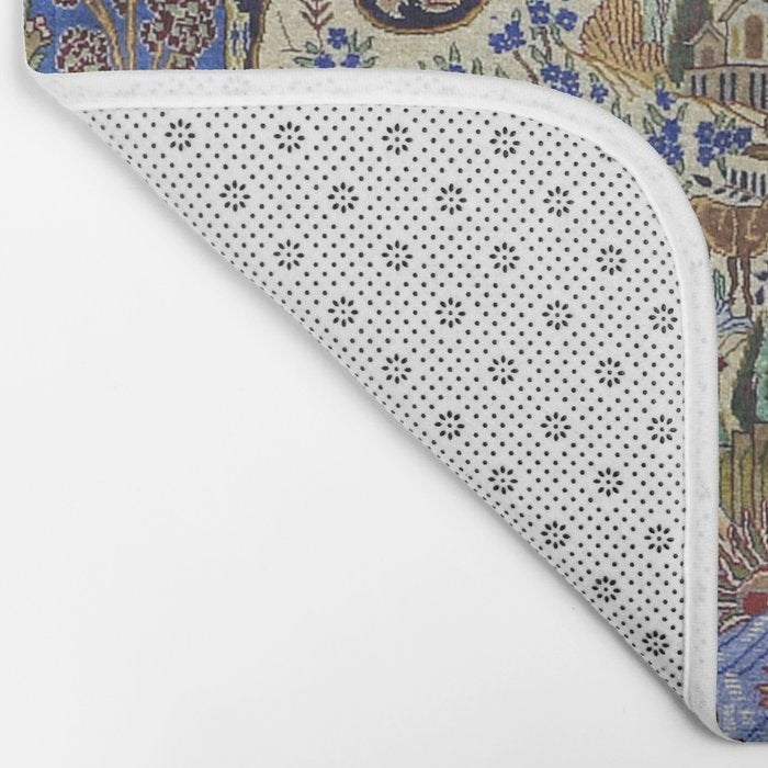 Majestic Cobalt Gold Antique Persian Kashmar Bath Mat Gallery Image 2