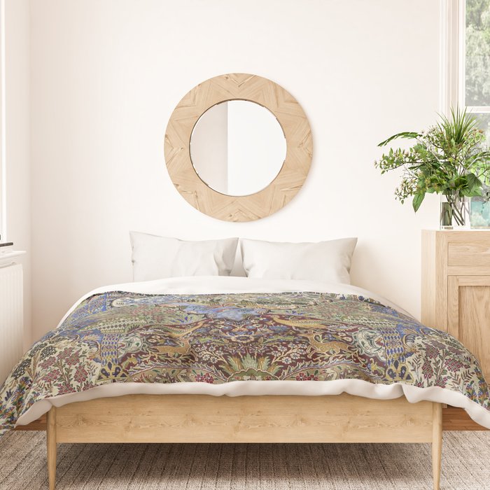 Majestic Cobalt Gold Antique Persian Kashmar Duvet Cover Gallery Image 3