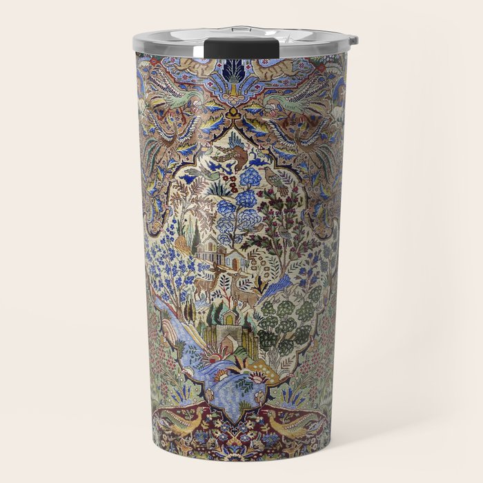 Majestic Cobalt Gold Antique Persian Kashmar Travel Mug Gallery Image 1
