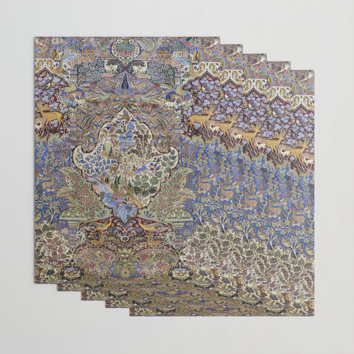 Majestic Cobalt Gold Antique Persian Kashmar Wrapping Paper Gallery Image 3