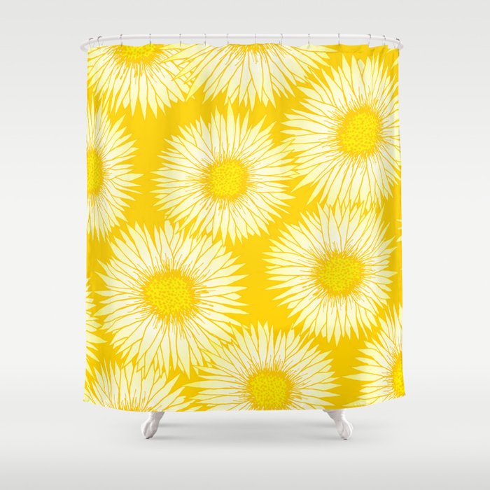 Yellow Sunflowers Floral Pattern Shower Curtain Gallery Image 1