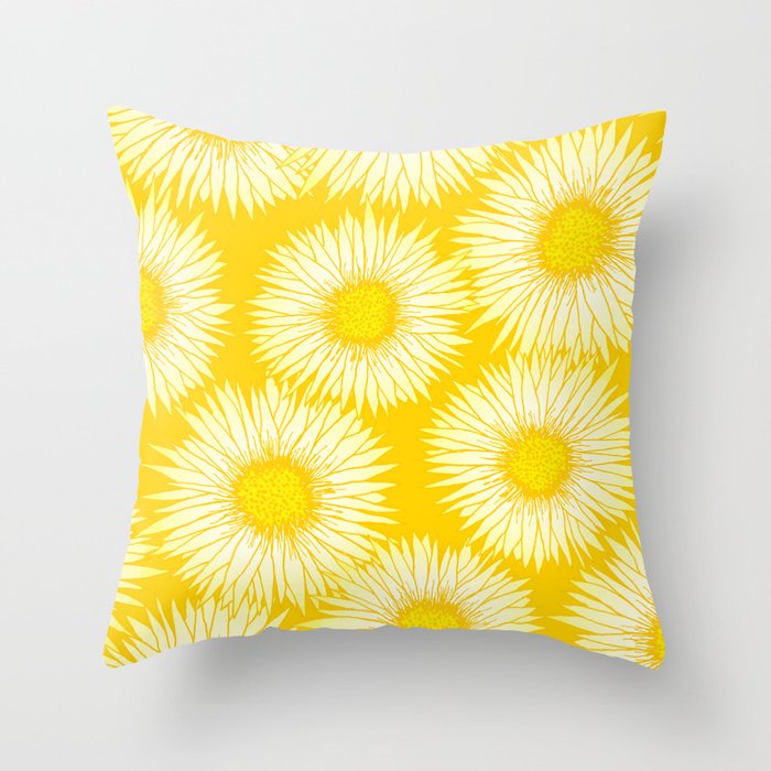 Yellow Sunflowers Floral Pattern Throw Pillow Gallery Image 6