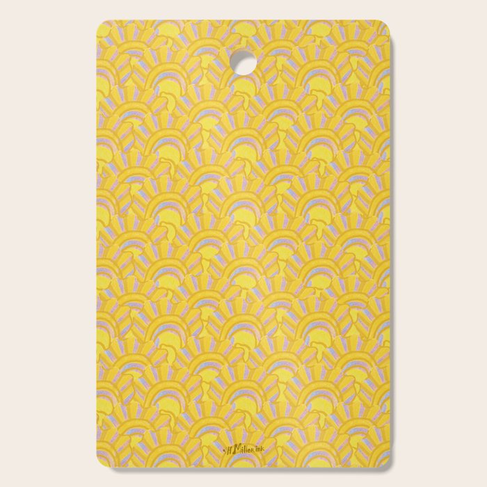 Art Deco Shells in Gold & Orange Cutting Board Gallery Image 1