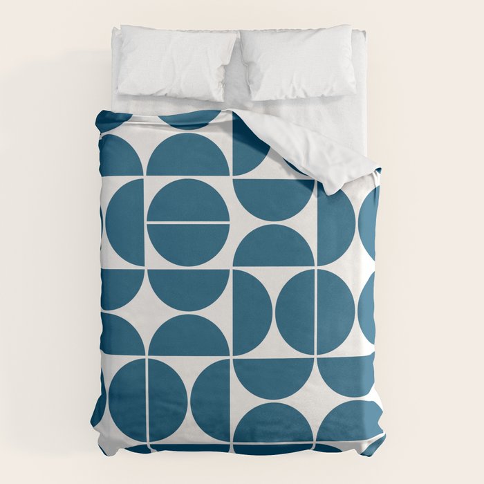 Mid Century Modern Geometric 04 Blue Duvet Cover Gallery Image 1