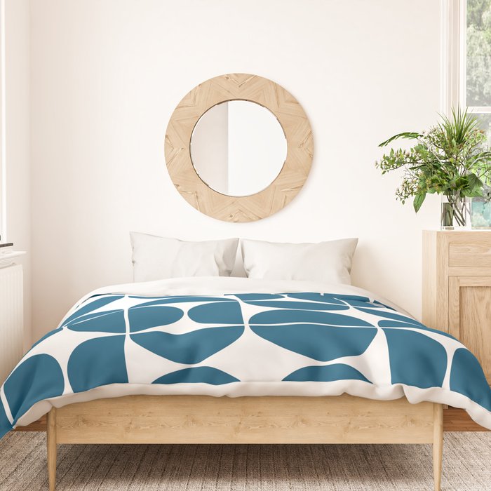 Mid Century Modern Geometric 04 Blue Duvet Cover Gallery Image 3