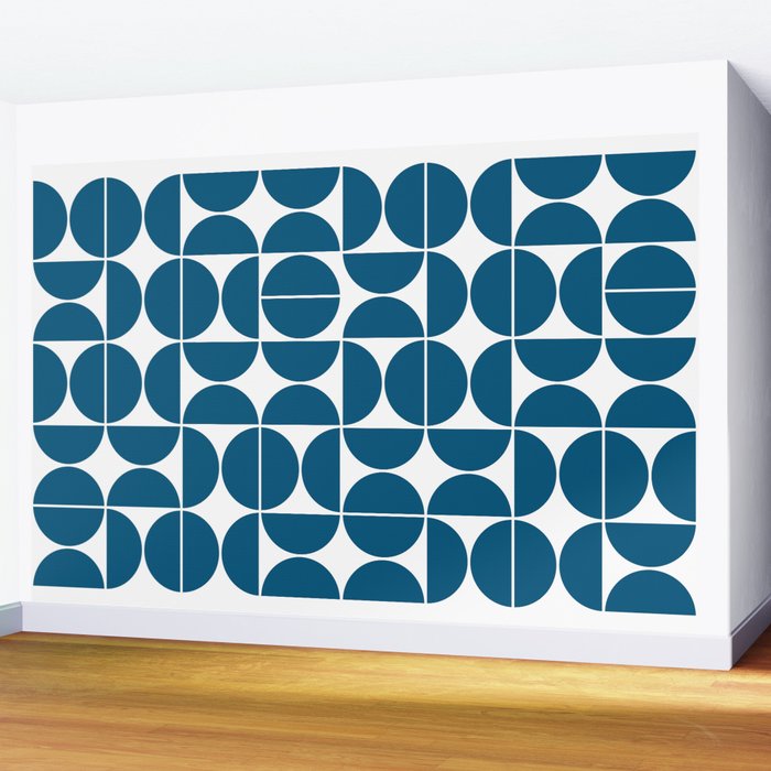 Mid Century Modern Geometric 04 Blue Wall Mural Gallery Image 2