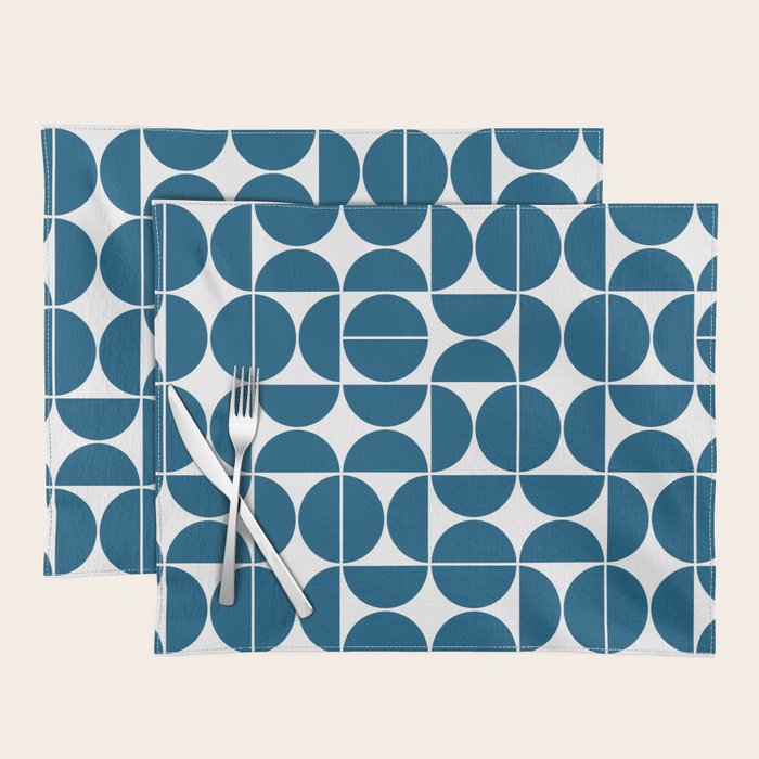 Mid Century Modern Geometric 04 Blue Placemat Gallery Image 1