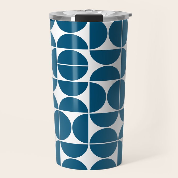 Mid Century Modern Geometric 04 Blue Travel Mug Gallery Image 1