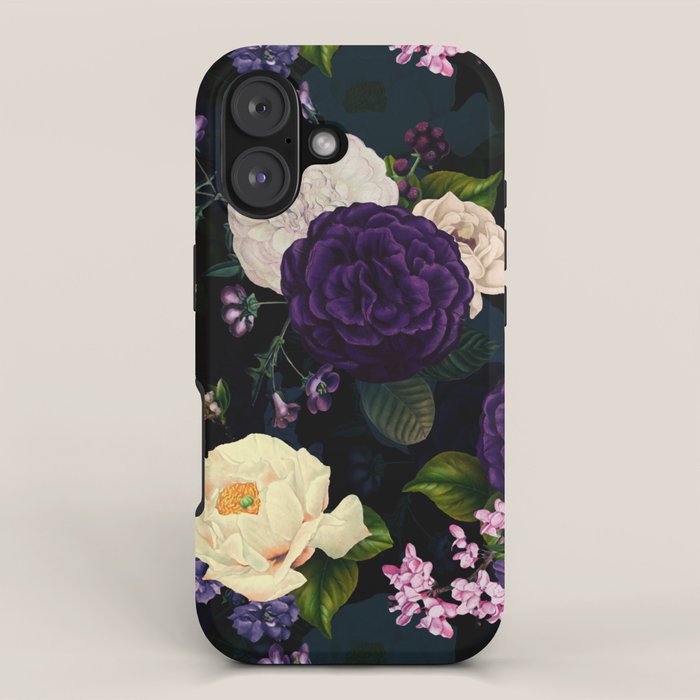 Vintage Midnight Purple Botanical Roses Flower Garden iPhone Case Gallery Image 1