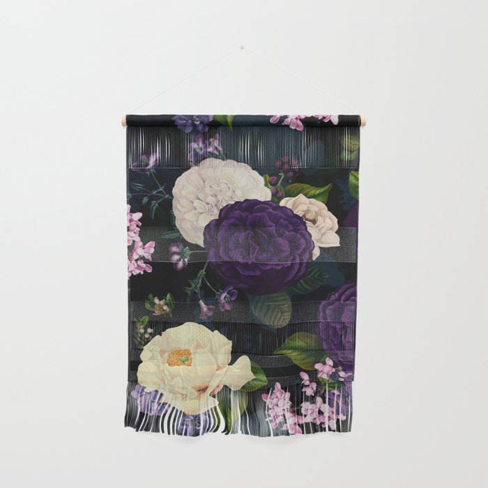 Vintage Midnight Purple Botanical Roses Flower Garden Wall Hanging Gallery Image 1