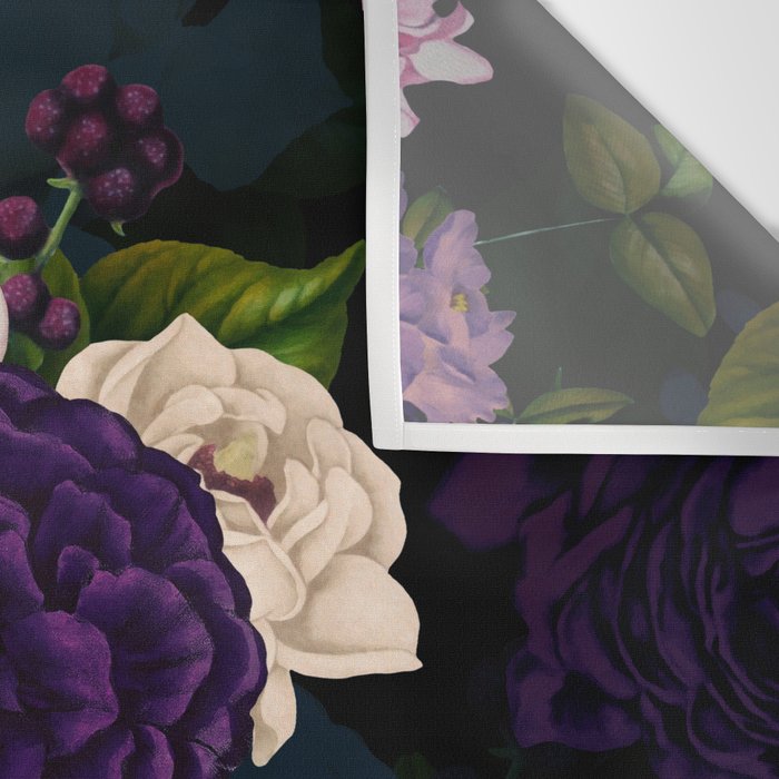 Vintage Midnight Purple Botanical Roses Flower Garden Wall Tapestry Gallery Image 3