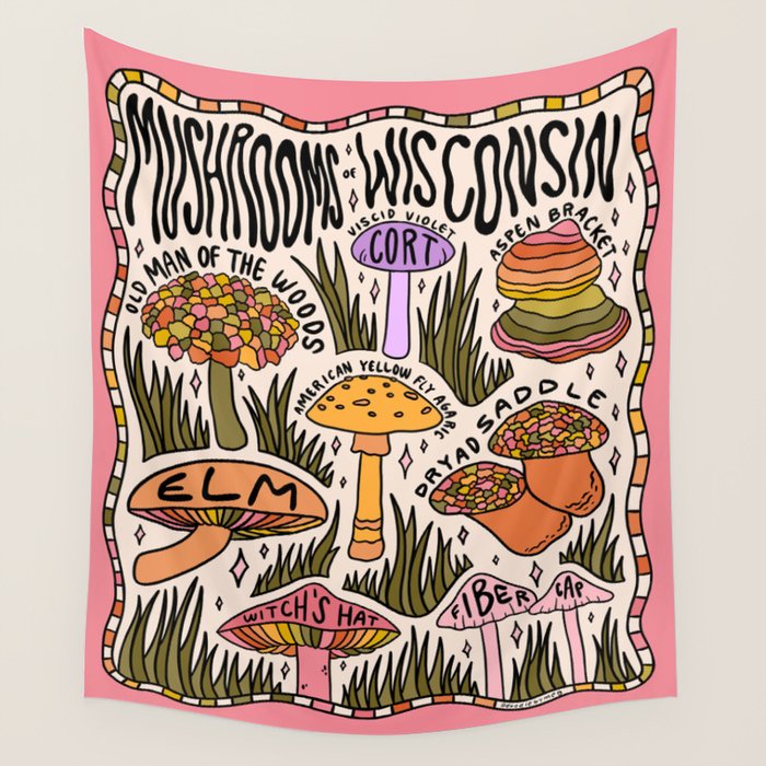 Mushrooms of Wisconsin Wall Tapestry Gallery Image 4