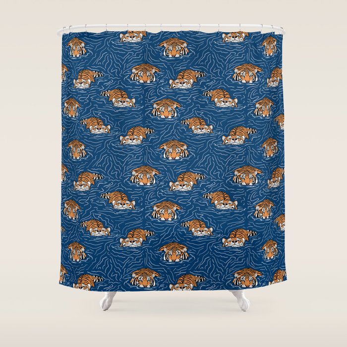 Tigers in the water Shower Curtain Gallery Image 1