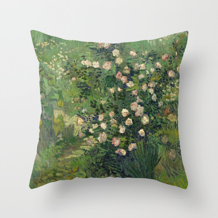 Vincent Van Gogh,Blooming Rose Bush Throw Pillow Gallery Image 6