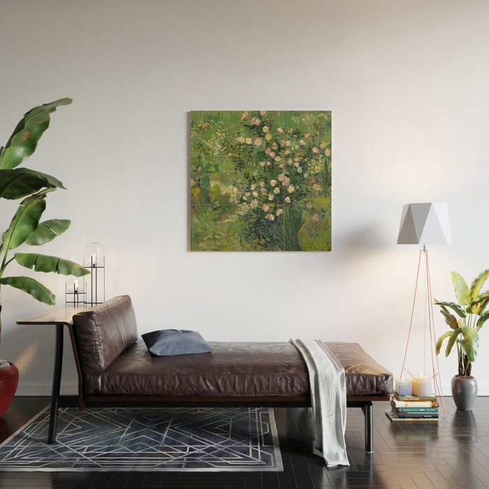 Vincent Van Gogh,Blooming Rose Bush Wood Wall Art Gallery Image 2