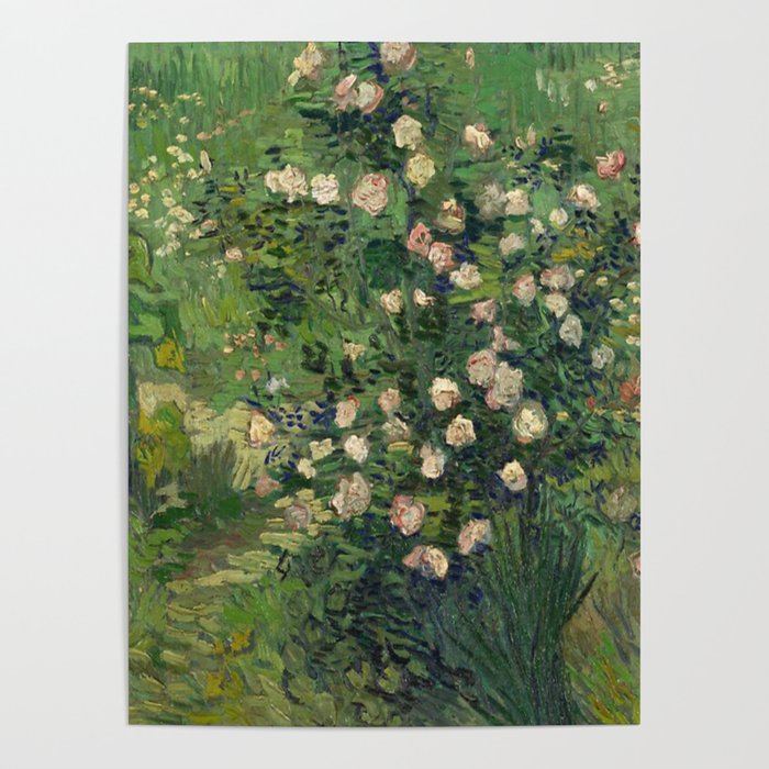 Vincent Van Gogh,Blooming Rose Bush Poster Gallery Image 1