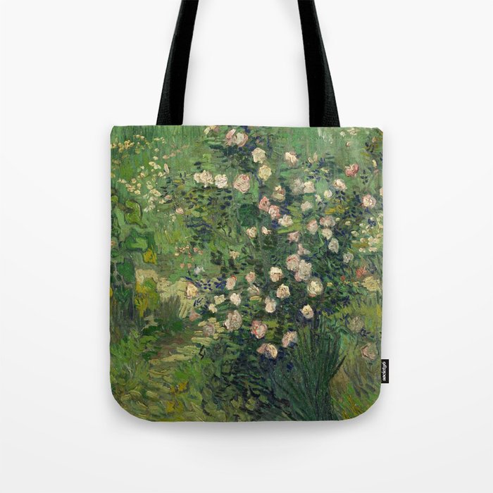 Vincent Van Gogh,Blooming Rose Bush Tote Bag Gallery Image 1