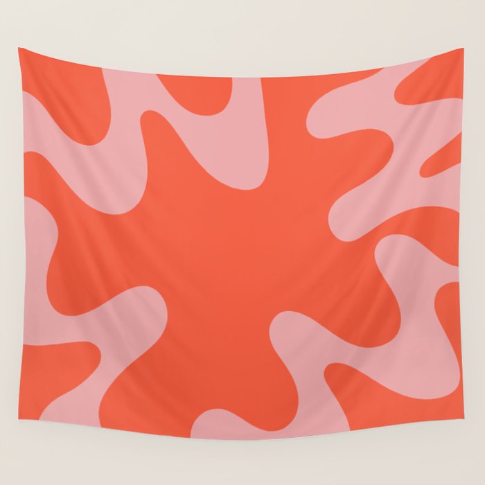 Wavy Land - Pink And Red Wall Tapestry Gallery Image 4