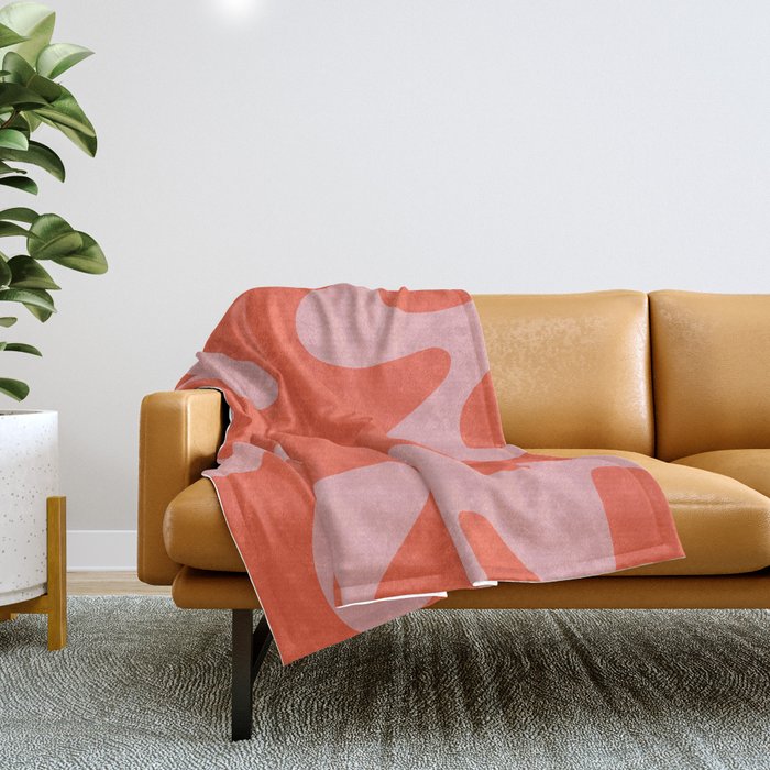 Wavy Land - Pink And Red Throw Blanket Gallery Image 1