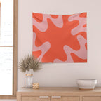 Wavy Land - Pink And Red Wall Tapestry Gallery Image 2