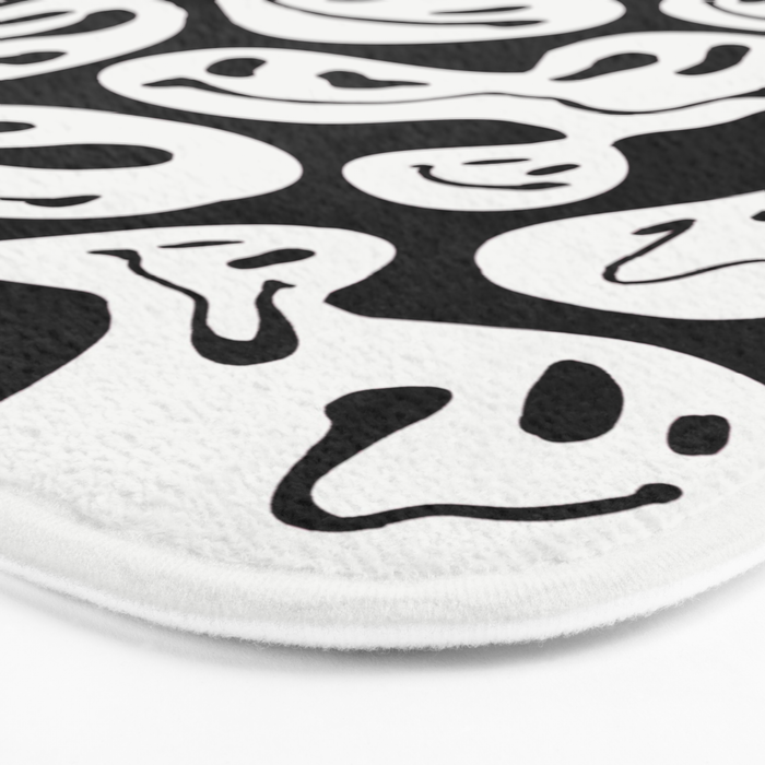 Black and White Dripping Smiley Bath Mat Gallery Image 3