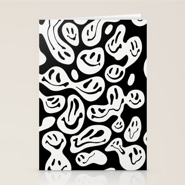 Black and White Dripping Smiley Stationery Card Gallery Image 1