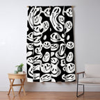 Black and White Dripping Smiley Window Curtain Gallery Image 5