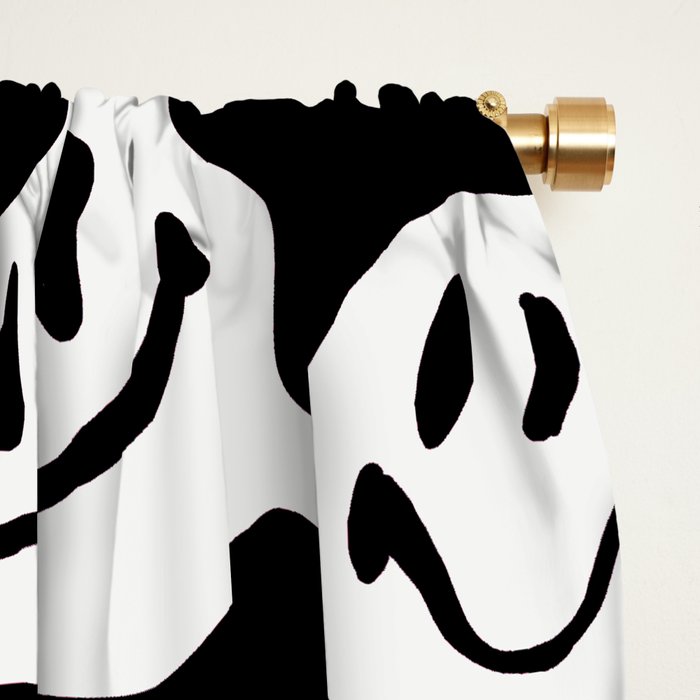 Black and White Dripping Smiley Window Curtain Gallery Image 2