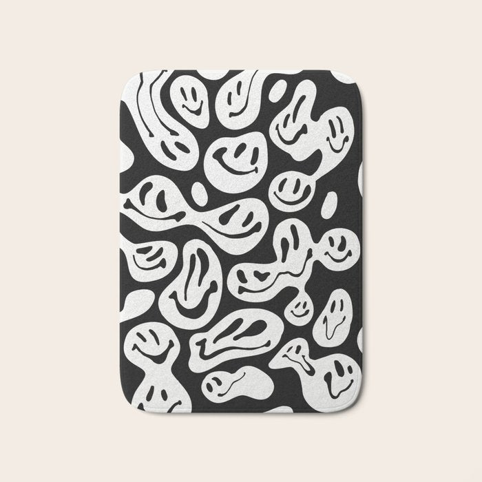 Black and White Dripping Smiley Bath Mat Gallery Image 1