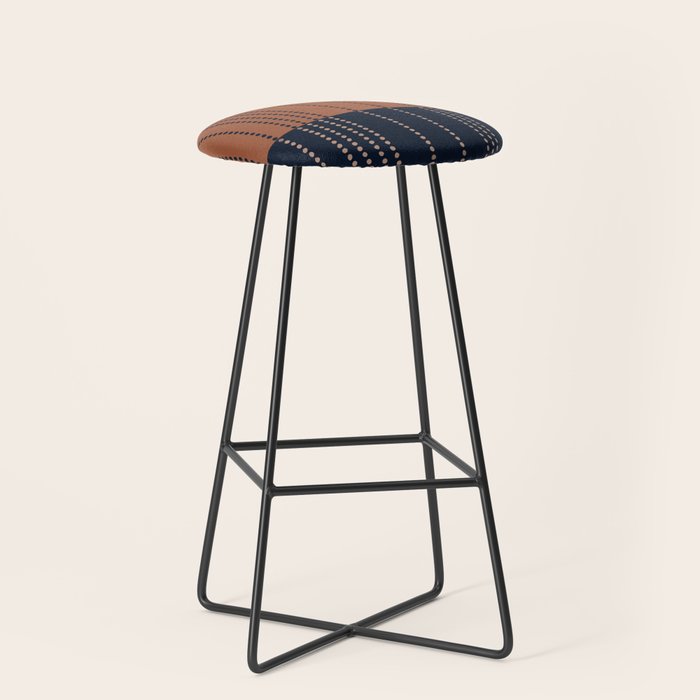 Spotted Stripes, Terracotta and Navy Blue Stool Gallery Image 1