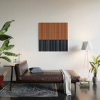 Spotted Stripes, Terracotta and Navy Blue Wood Wall Art Gallery Image 2