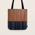 Spotted Stripes, Terracotta and Navy Blue Tote Bag Gallery Image 1