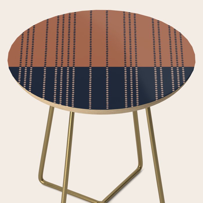 Spotted Stripes, Terracotta and Navy Blue Side Table Gallery Image 2