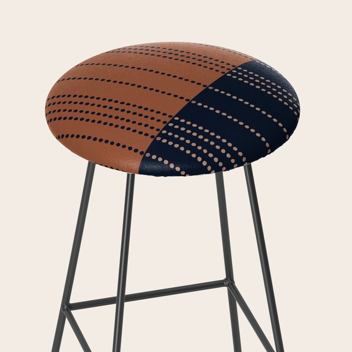 Spotted Stripes, Terracotta and Navy Blue Stool Gallery Image 2