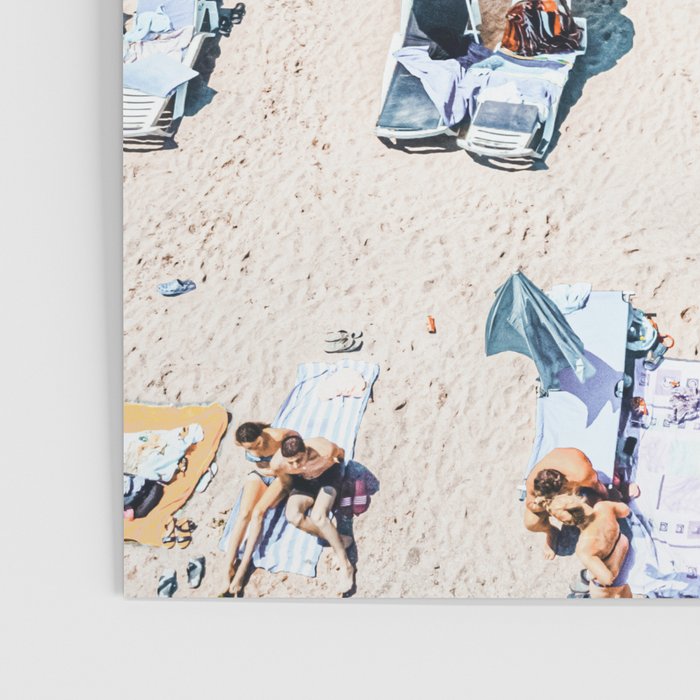 Vintage Beach Photography, Aerial Beach Print, Beach People, People On Beach, Beach Umbrellas Poster Gallery Image 3