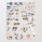 Vintage Beach Photography, Aerial Beach Print, Beach People, People On Beach, Beach Umbrellas Poster Gallery Image 4